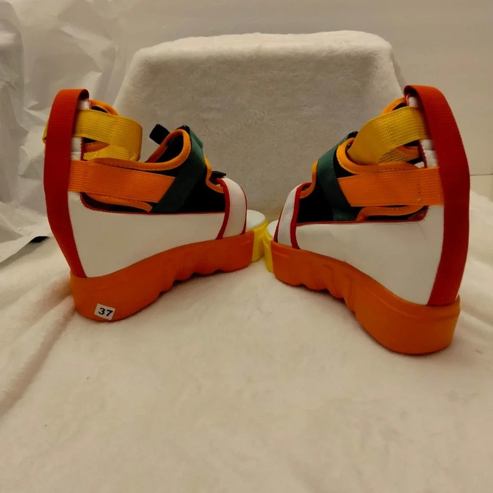 Multicolored chunky ankle strap sandals women size 6.5 - Picture 5 of 7